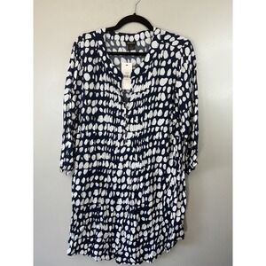 NWT Evan's Navy Spotted Pintuck Tunic Size 20
